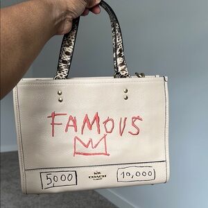 Coach Cream Tote with Red and Black Accents - Basiquat